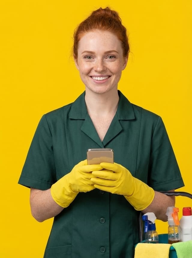 Cleaning technician in the field