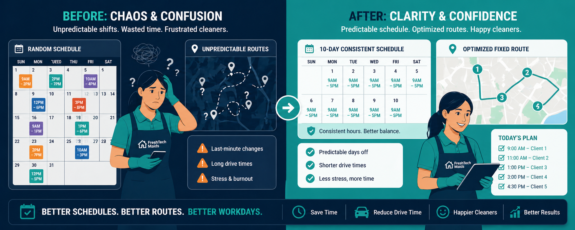 Chaos to clarity: cleaner schedules
